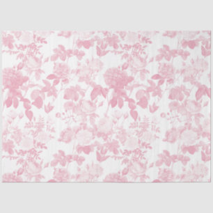 Pink White Floral Roses Chinoiserie Pattern Tissue Paper