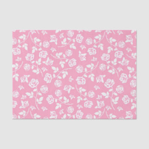 Pink & White Floral/Roses Tissue Paper