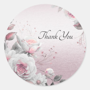 Pink White Floral Sticker