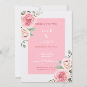 Pink & White Floral Watercolor Wedding Invitation