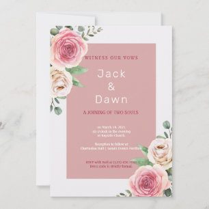 Pink & White Floral Watercolor Wedding Invitation