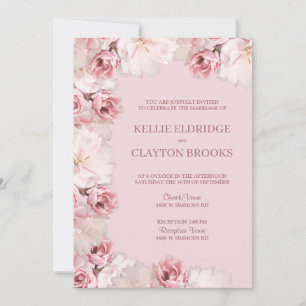 Pink/White Floral Wedding Invitation