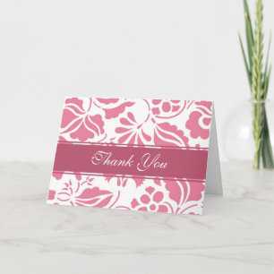 Pink & White Floral Wedding Thank You Card