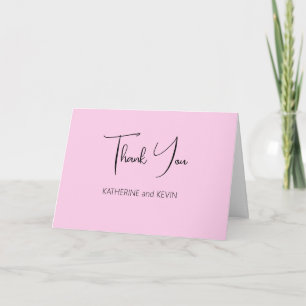 Pink White Floral Wedding Thank You Card