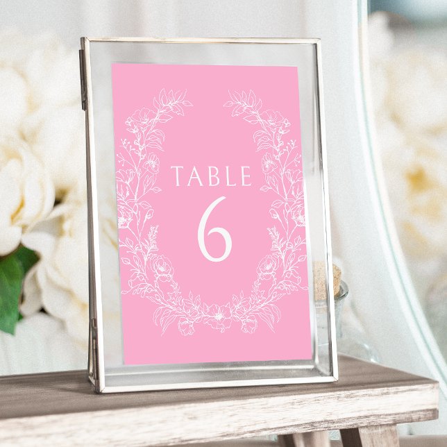 Pink white floral wreath modern bohemian wedding invitation (Creator Uploaded)