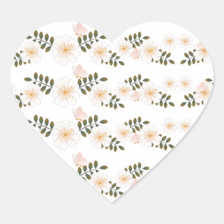 pink white flower heart sticker