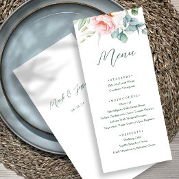 Pink White Flower Wedding Menu