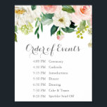 Pink White Flower Wedding Order of Events Sign<br><div class="desc">Use our pink and white flower wedding order of events sign to let your guests know your schedule. The wording is customizable. Use Zazzle's "Personalize this template" tool to enter your own information. If you need to change the placement of the text boxes, font colour or size just click on...</div>