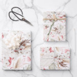 Pink White Flowers Botanical Boho Elegant Wrapping Paper Sheet<br><div class="desc">Pink and white flowers pattern wrapping papers</div>