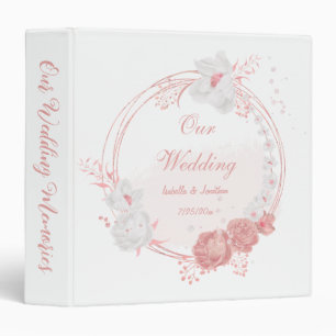 pink & white flowers botanical wedding photo album binder