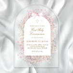pink white flowers First Holy Communion Acrylic Invitations<br><div class="desc">First Holy Communion acrylic invitation</div>