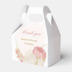 pink & white flowers gold botanical favor box
