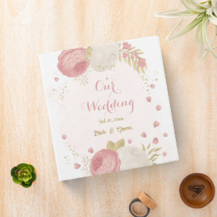 pink & white flowers gold botanical wedding album binder