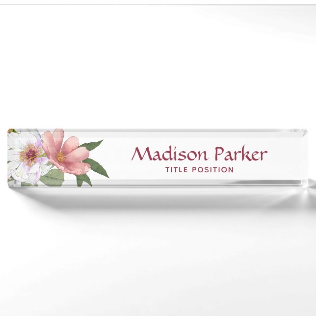Pink & White Flowers  Nameplate (Front)