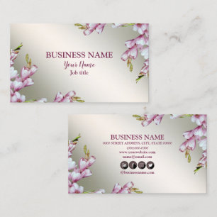 Pink White Flowers Rustic Elegant Business Card