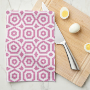 pink white geometric pattern art deco  kitchen towel