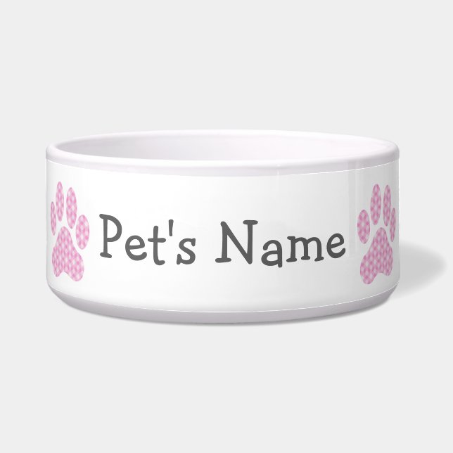 Pink White Geometric Pattern Paw Print (Front)
