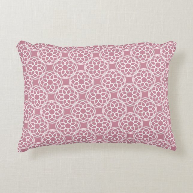 Pink White Geometric Seamless Pattern Accent Pillow (Front)