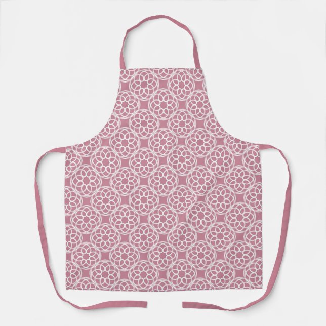 Pink White Geometric Seamless Pattern Apron (Front)