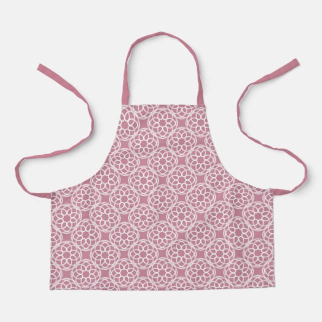 Pink White Geometric Seamless Pattern Apron (Front)