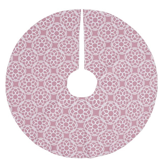 Pink White Geometric Seamless Pattern Brushed Polyester Tree Skirt (Front)