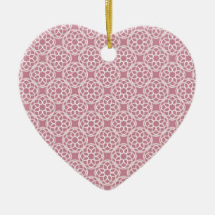 Pink White Geometric Seamless Pattern Ceramic Ornament