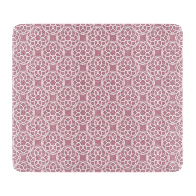 Pink White Geometric Seamless Pattern Cutting Board (Front)