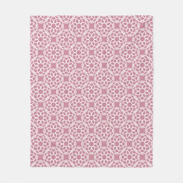 Pink White Geometric Seamless Pattern Fleece Blanket (Front)