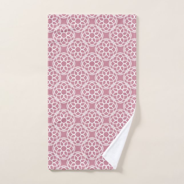 Pink White Geometric Seamless Pattern Hand Towel (Hand Towel)