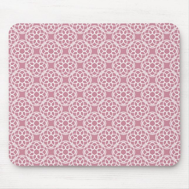 Pink White Geometric Seamless Pattern Mouse Pad (Front)