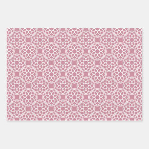 Pink White Geometric Seamless Pattern Wrapping Paper Sheet