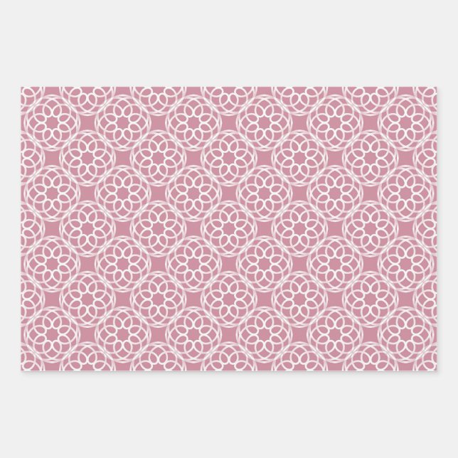 Pink White Geometric Seamless Pattern Wrapping Paper Sheet (Front)