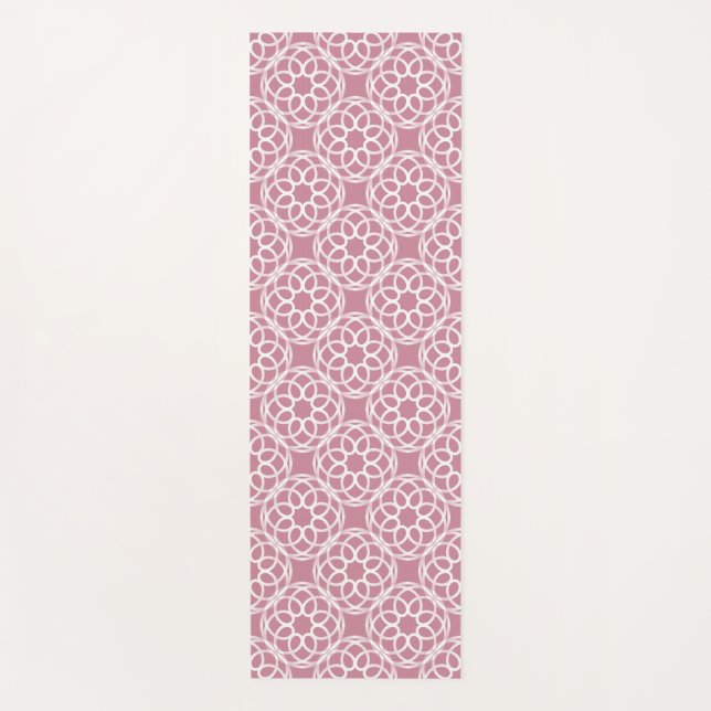 Pink White Geometric Seamless Pattern Yoga Mat (Front)