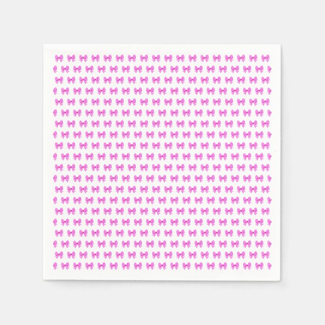 Pink-white gingham bow pattern napkin (Front)