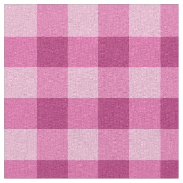 Pink White Gingham Check Combed Cotton Fabric (Close Up)
