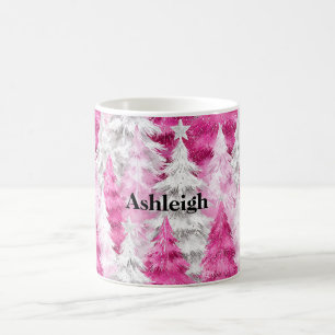 Pink White Glam Christmas Trees Coffee Mug