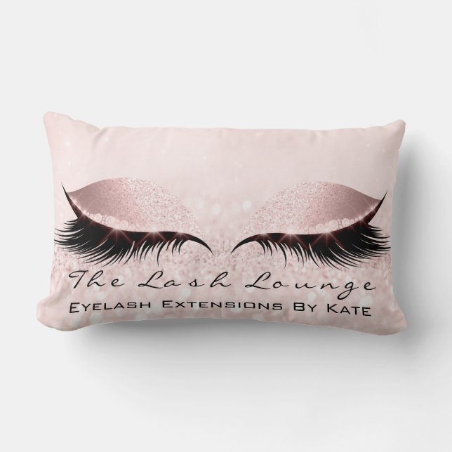 Pink White Glitter  Makeup Lashes Princess Pastel Lumbar Pillow (Front)