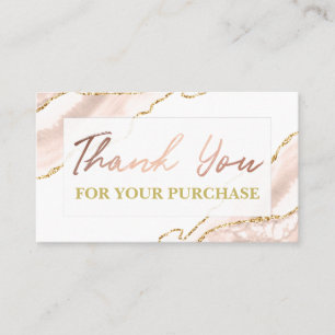 Pink White Gold Agate Thank You For Your Purchase Business Card