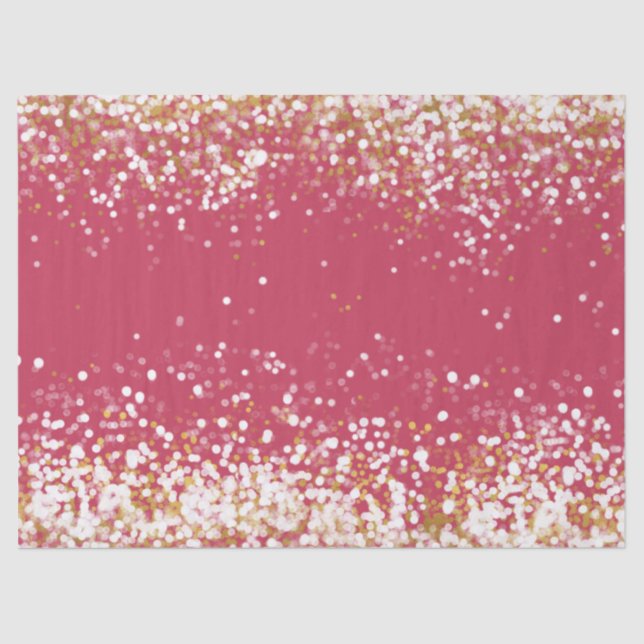 Pink White Gold Confetti Sparkle Tissue Paper (Front)
