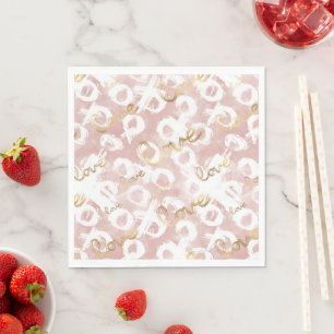 Pink White Gold Love XO Napkin