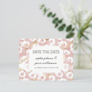 Pink White Gold Love XO wedding save the date
