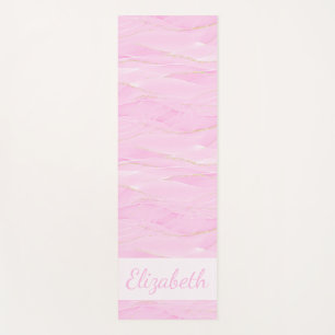 Pink White Gold Marble Calming Mindfulness Name Yoga Mat