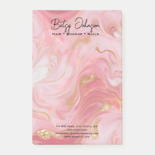 Pink White Gold Marbled  Post-it Notes