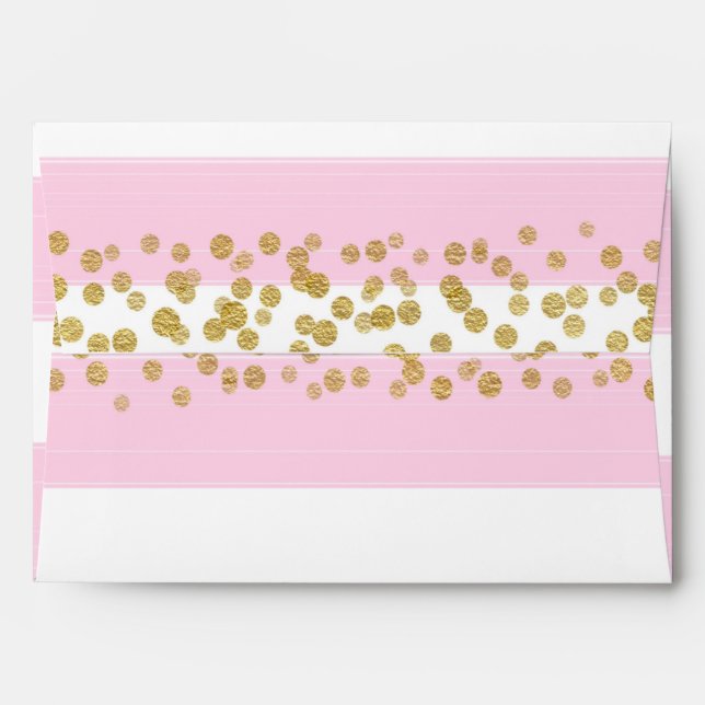 Pink White & Gold Shiny Dots Invitation Envelope (Back (Top Flap))