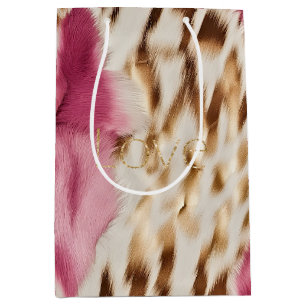 Pink White Gold Southwest Cowgirl Glitter Love Medium Gift Bag
