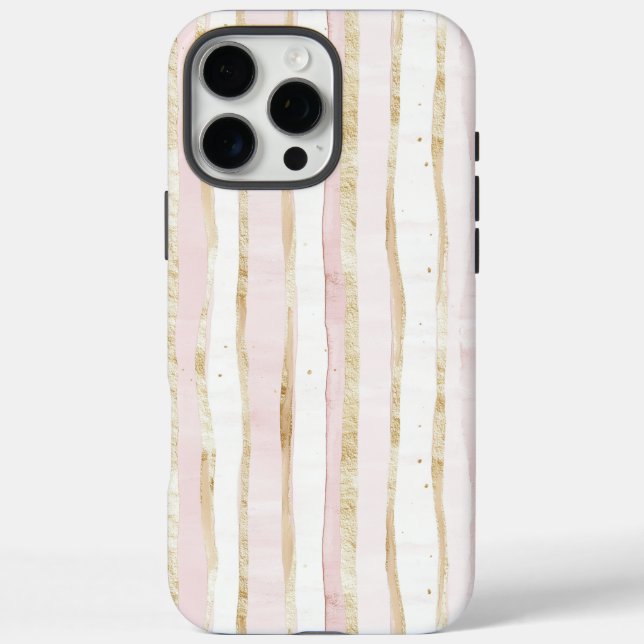 Pink White Gold Stripes Case-Mate iPhone Case (Back)