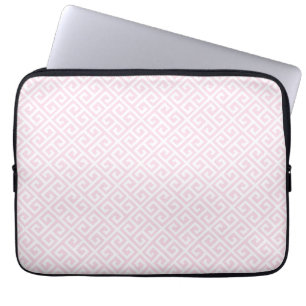 Pink & White Greek Key Laptop Sleeve