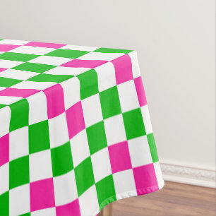 Pink White Green Chequered Design  Tablecloth