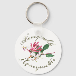 Pink White Greenery Pretty Honeysuckle Keychain