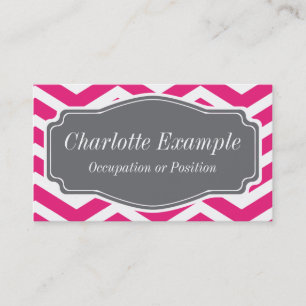 Pink White Grey Chevron Personal Business Card
